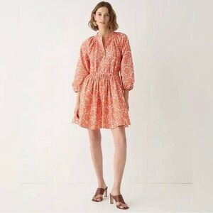 J. Crew Coral Floral Ruffle Collar Dress
